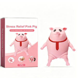 Pink Pig Squishy with Red Tie