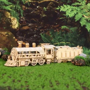 Mechanical Train Wooden 3D Model Kit
